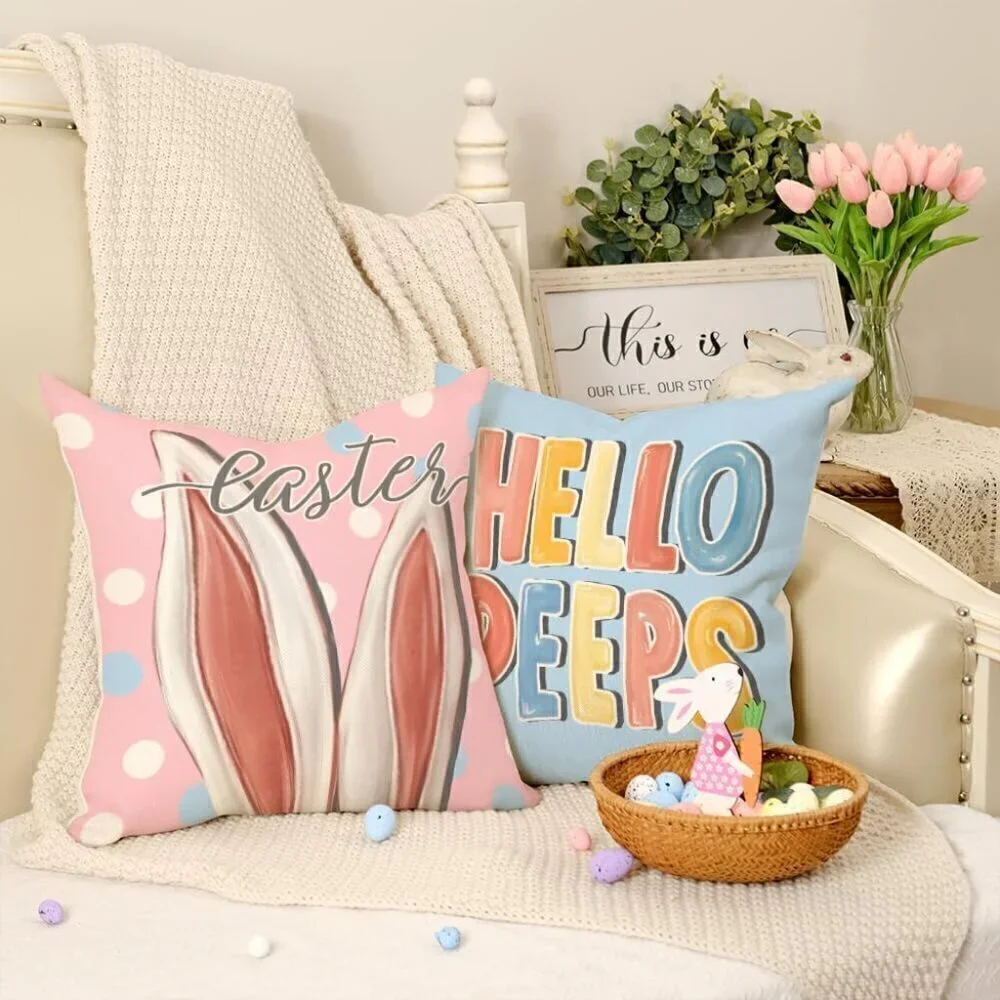 Happy Easter Pillow Covers 20x20 Inch Set of 4 / BRAND NEW
